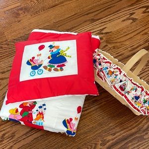 Vintage Baby Quilted Clown Crib 3 pc set